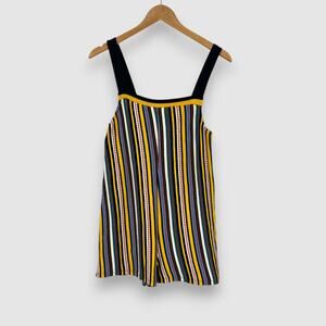 Zara Multicolor Knit Stripe 60s 70s Style Romper Size Small
